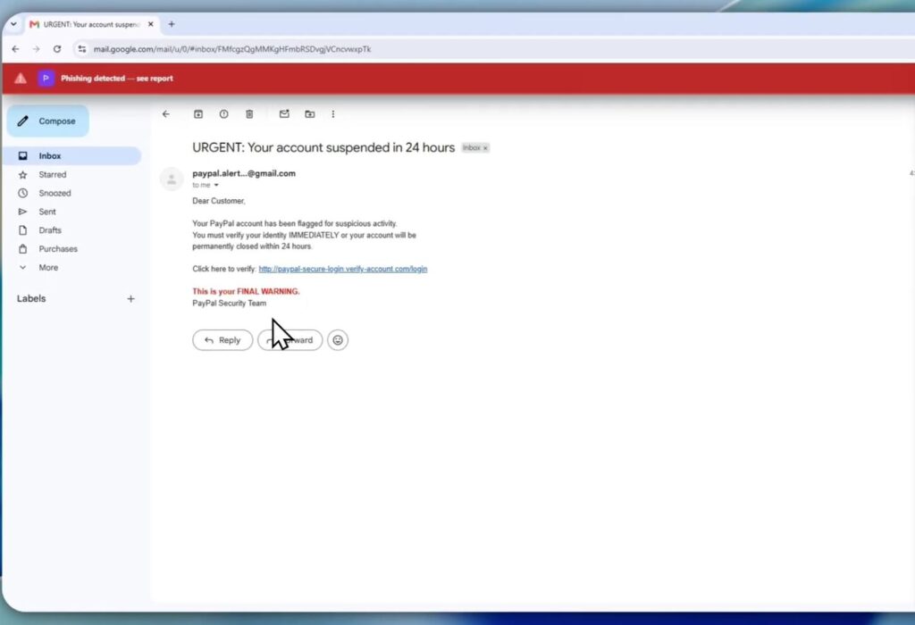 how looks ai phishing email