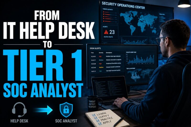 How to Transition from IT Help Desk to a Tier 1 SOC Analyst (Without a Degree)